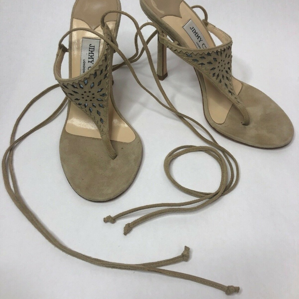 Jimmy Choo Suede Tie-On 4” Strappy Heels